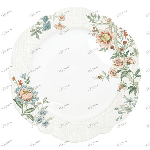 Тарелка фарфоровая белая с рисунком обеденная Zen Garden EASY LIFE ZEN GARDEN 00-3946996 Белый 