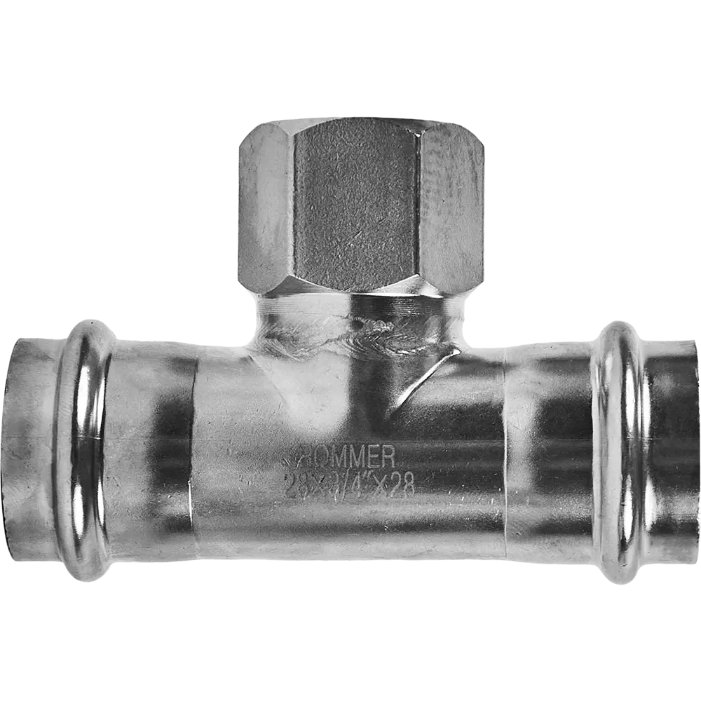 Тройник переходной Rommer 3/4"x28 мм ВПр-ВР нержавеющая сталь STLM-2030024 - Вид №2