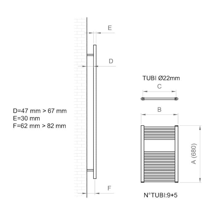 Настенный хромированный стальной полотенцесушитель с горячей водой Ercos Опера ARCH-00036129 - Вид №3