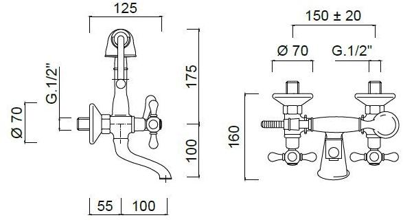 Rubinetteria Giulini Комплект для ванны Lotus - vienna F0500 - Вид №1