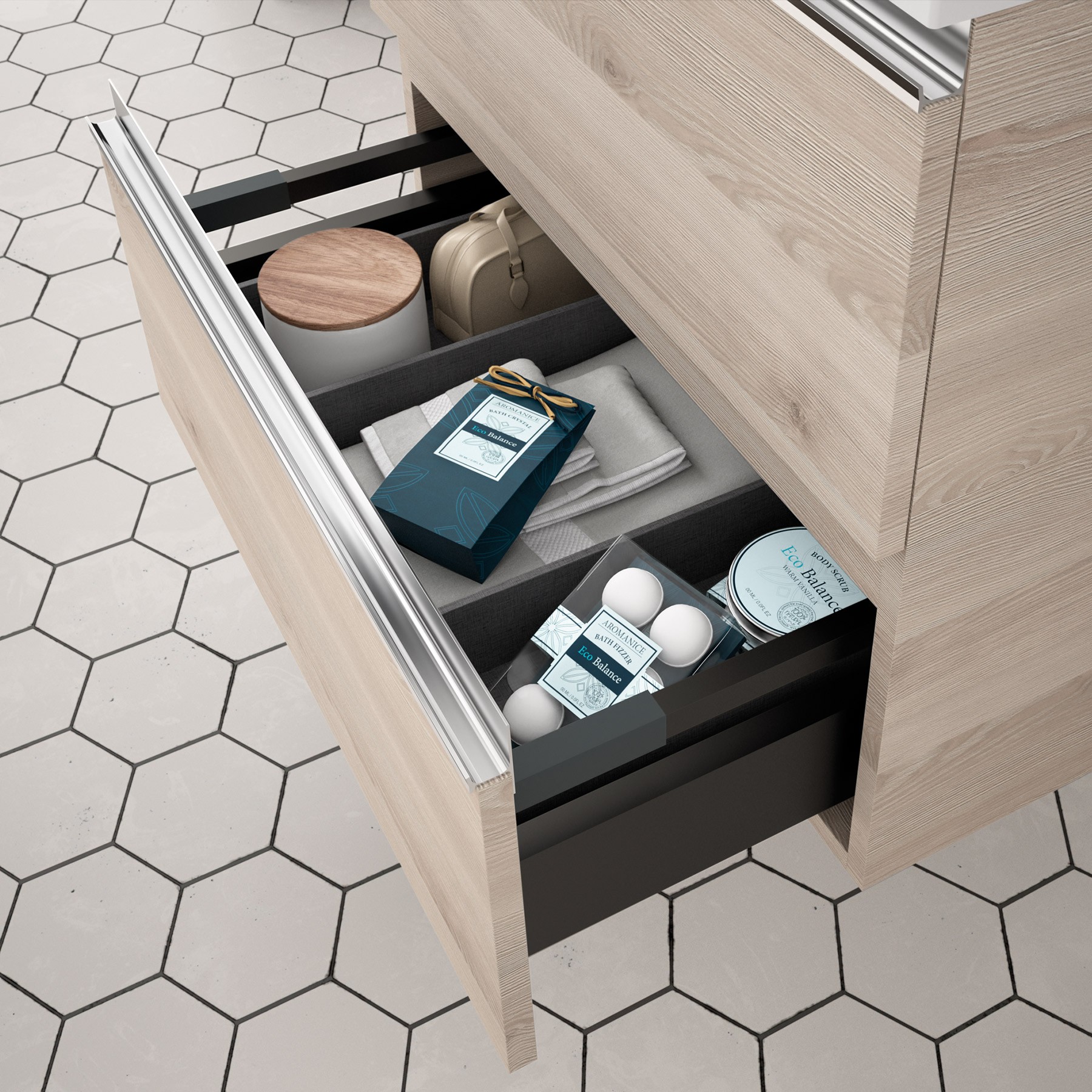 22807 SALGAR Мебель для умывальника SPIRIT 1000 2 металлических ящика NATURAL 997 x 540 x 450 мм Естественный - Вид №3