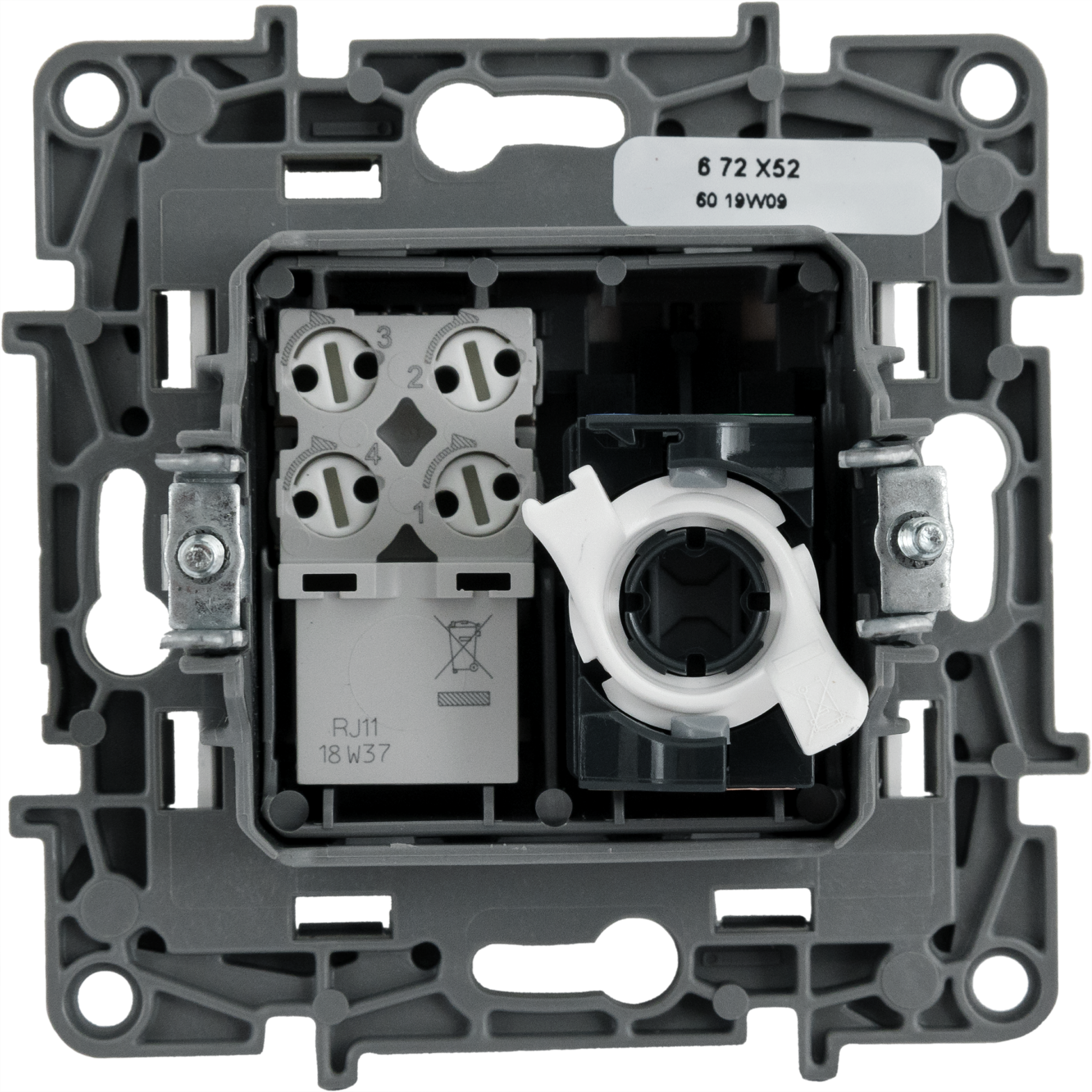 Розетка Legrand Etika для телефона и компьютера с подключением RJ11/RJ45 82496523 STLM-0028708 - Вид №2