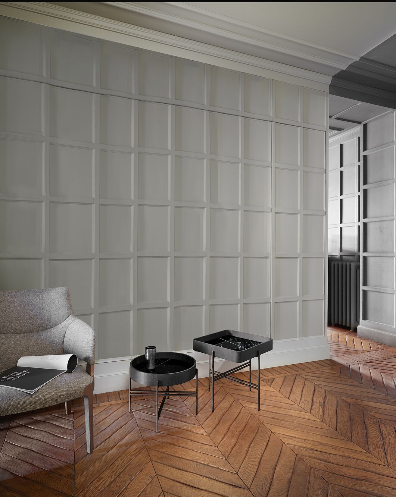 Квадратный металлический журнальный столик с подносом и мраморной столешницей Potocco лоток ARCH-00056379 - Вид №2