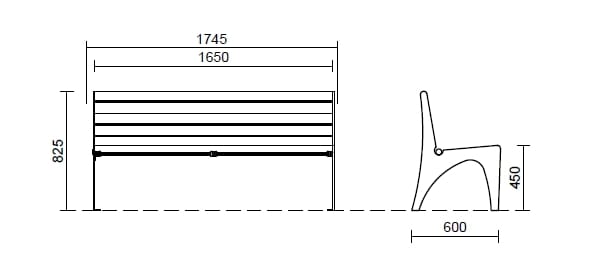 Деревянная скамья со спинкой Studio Città концепция ARCH-00141051 - Вид №3