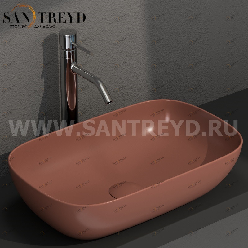 B6R60MT Накладная раковина на столешницу  прямоугольная Ceramica Globo T-EDGE