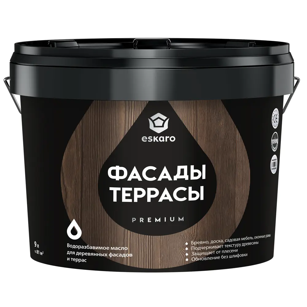Масло для дерева Eskaro Wood Facade Oil прозрачное 9 л 89385184 Santreyd STLM-1358223