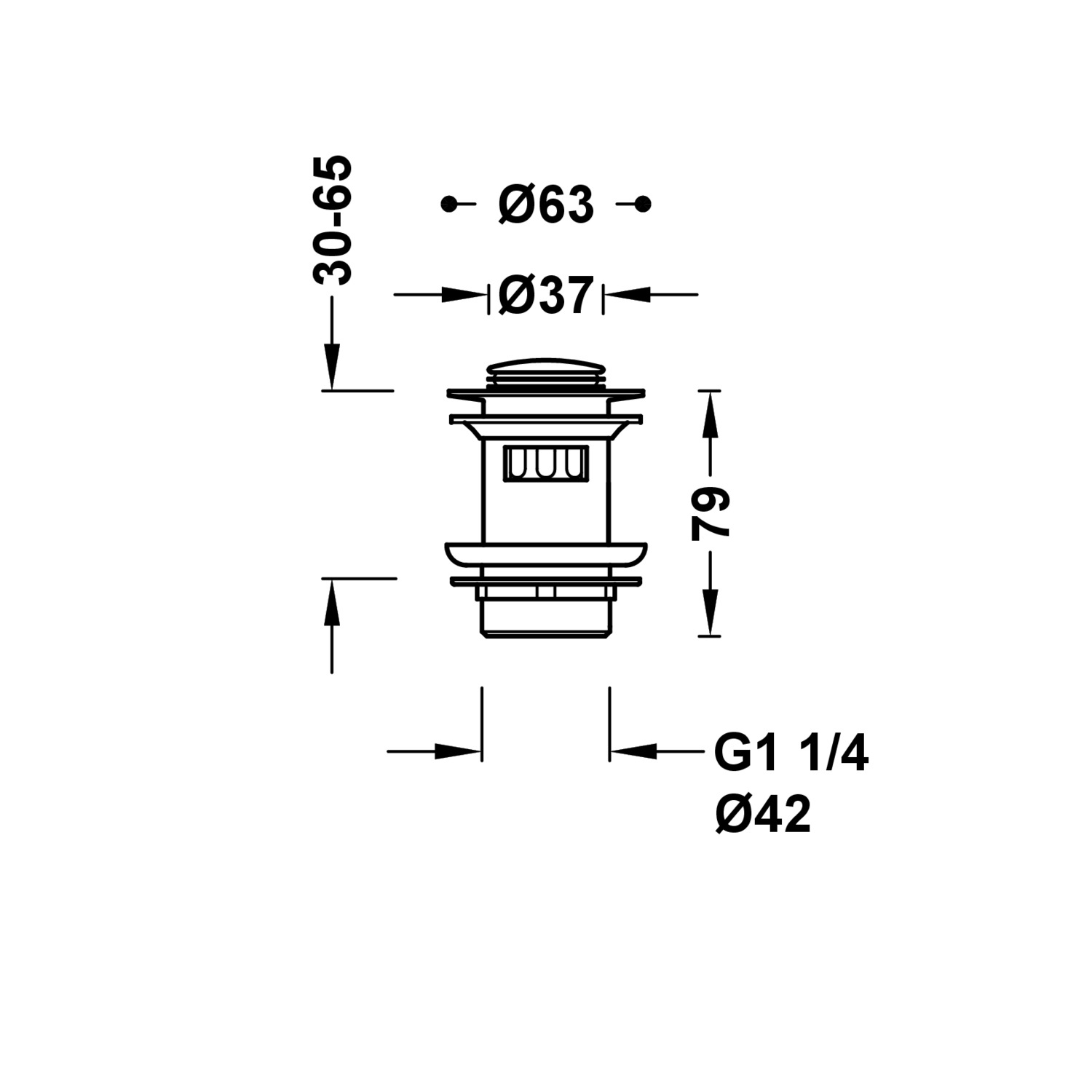 Сливной клапан Click-clack для умывальника с переливом-134215025 TRES Drain - Вид №1