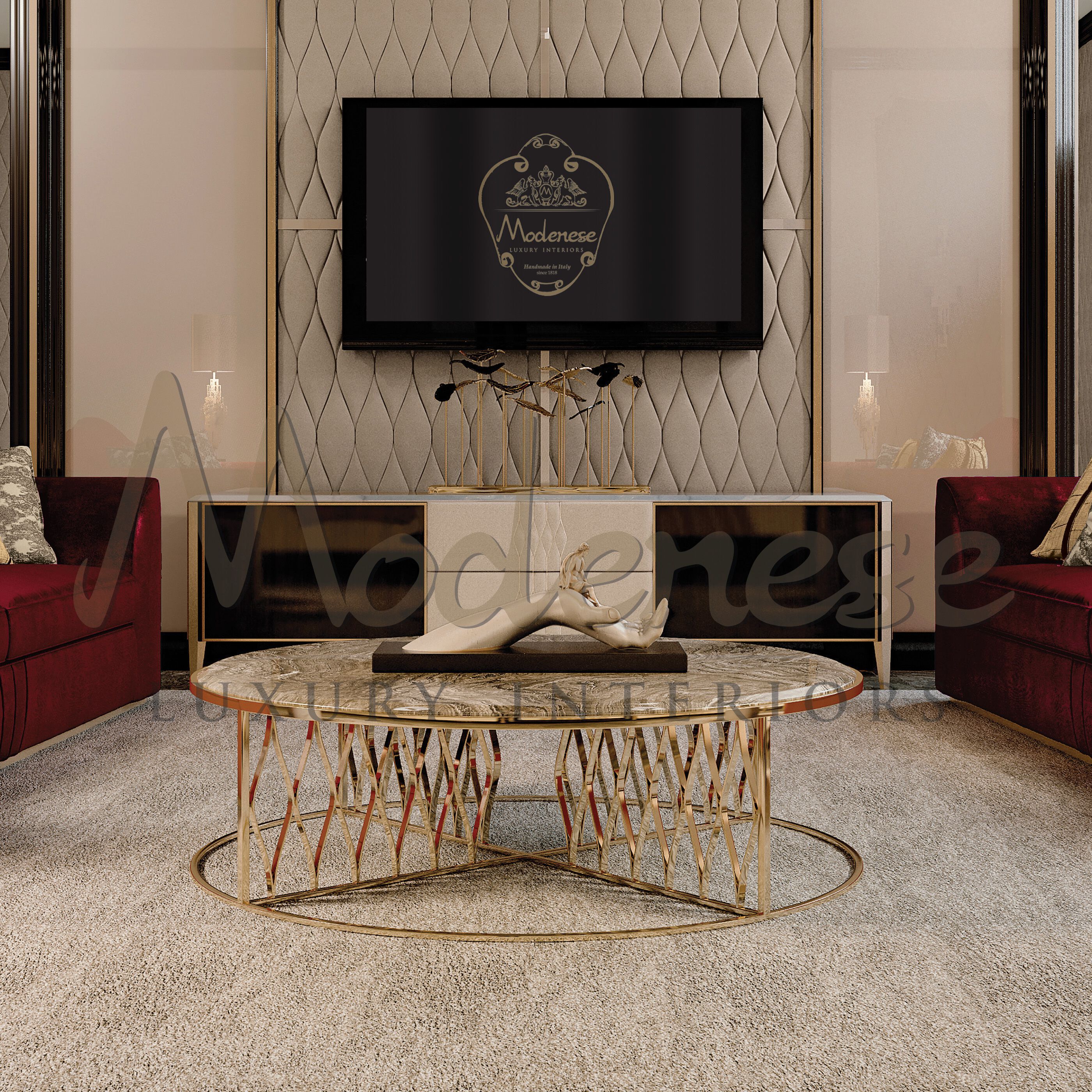 Круглый мраморный журнальный столик Modenese Luxury Interiors SOVREIGN MARBLE ARCH-00149833 - Вид №2