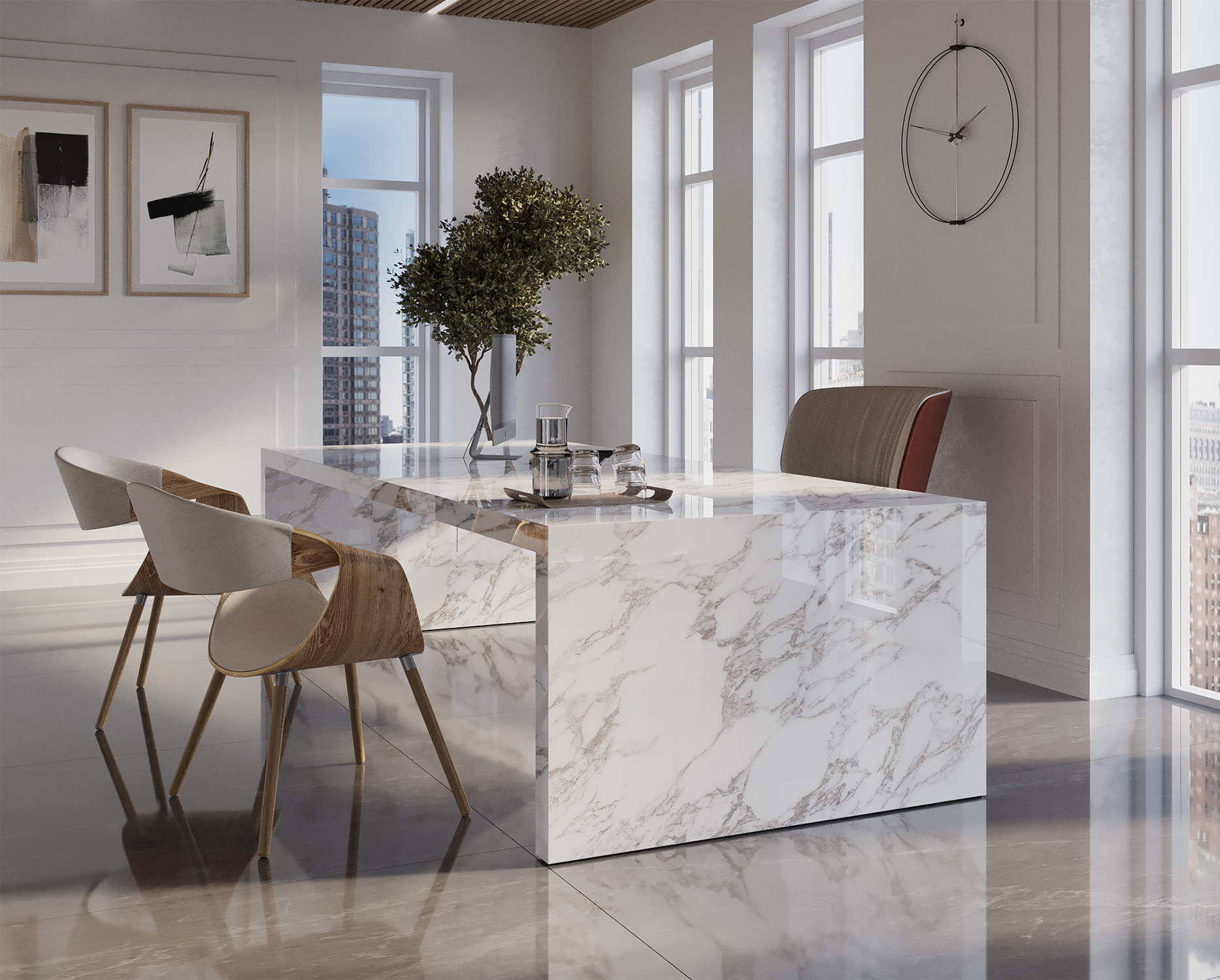 Бесконечная элегантность: керамический слэб под мрамор STP-ST191 INCOLOR Double Polished - Вид №2