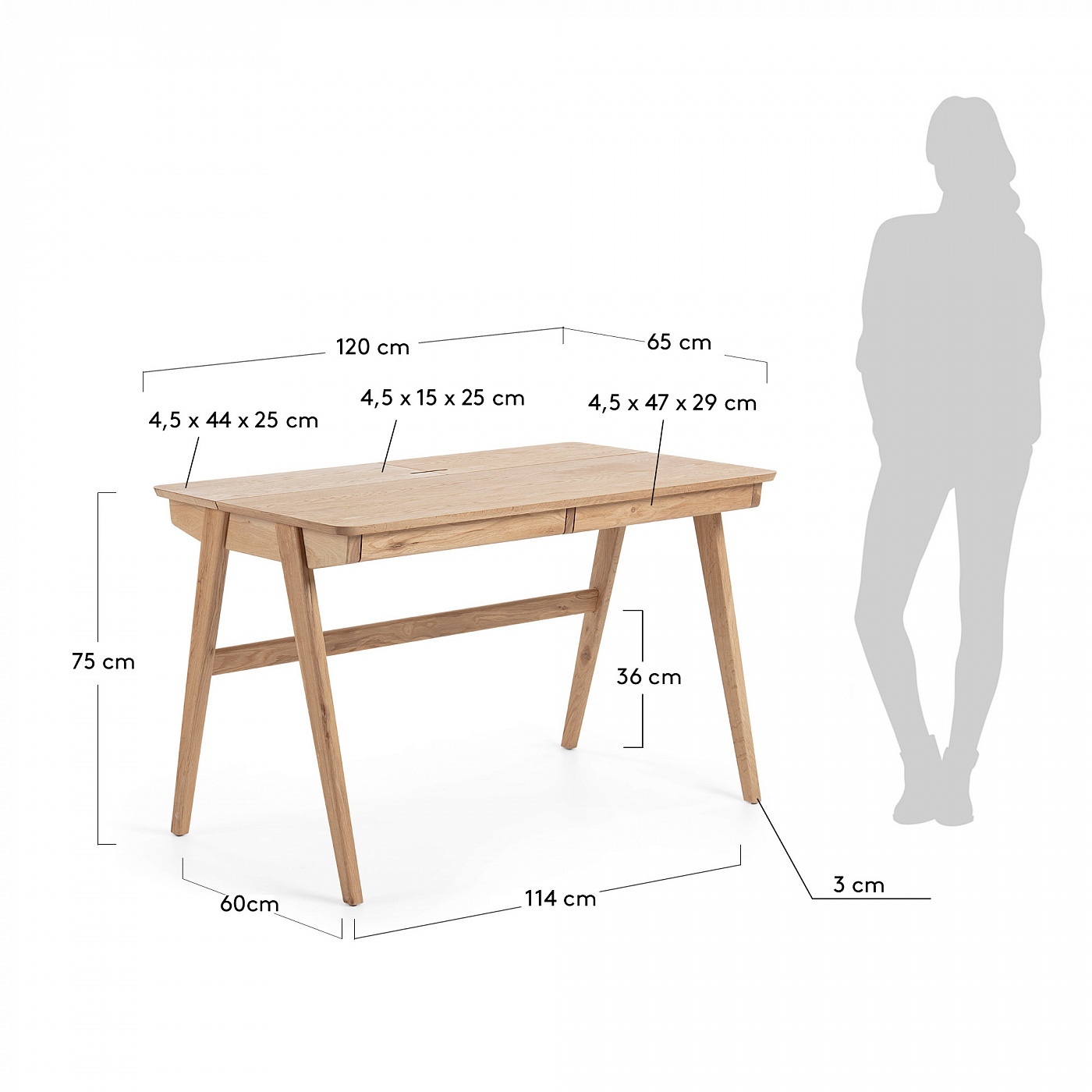 061090 Рабочий стол Jakes 120x70 натуральный шпон La Forma Julia - Вид №2