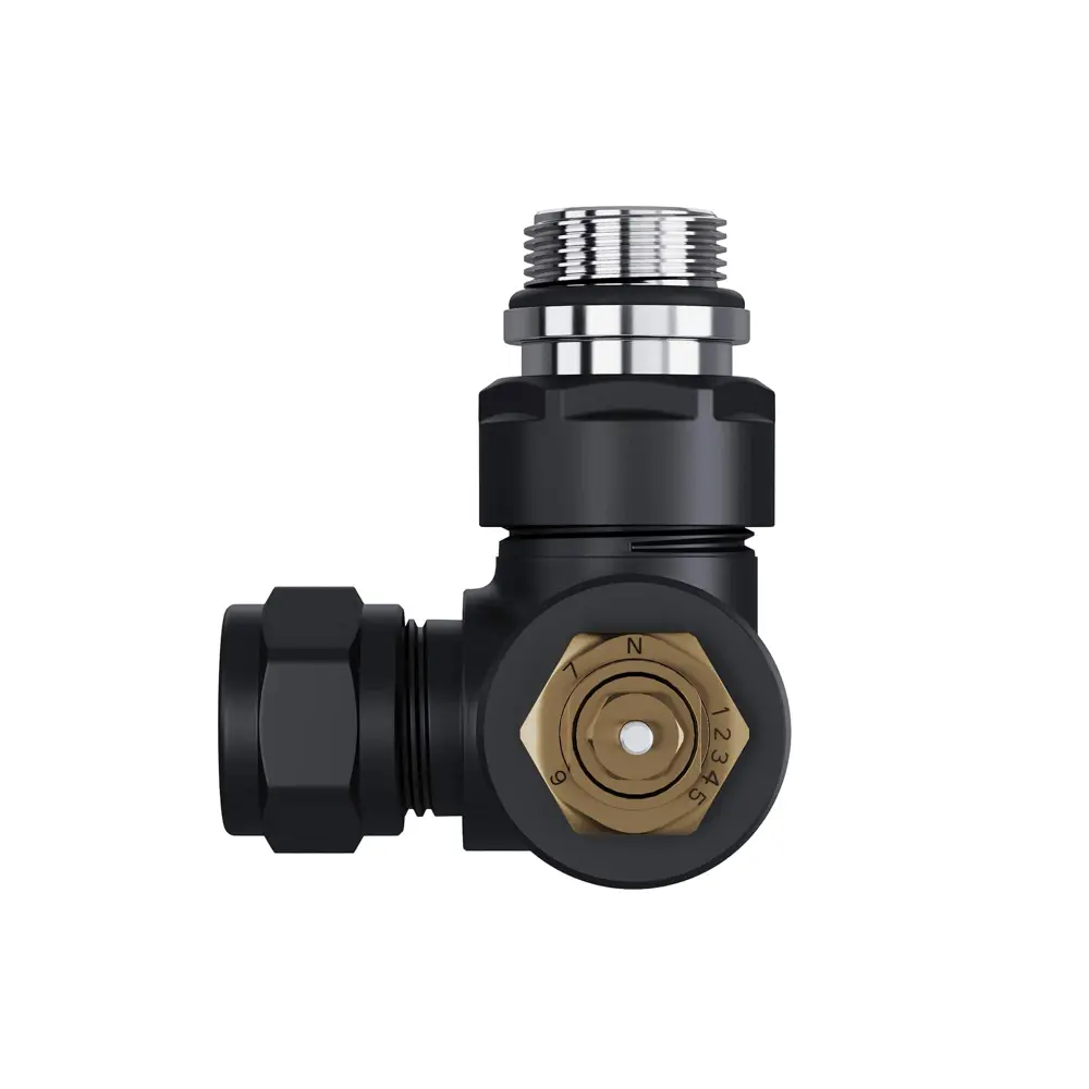 Термостатический комплект для радиатора трехосевой Royal Thermo Design Pro 1/2" латунь цвет черный 89423320 STLM-2058372  - Вид №3