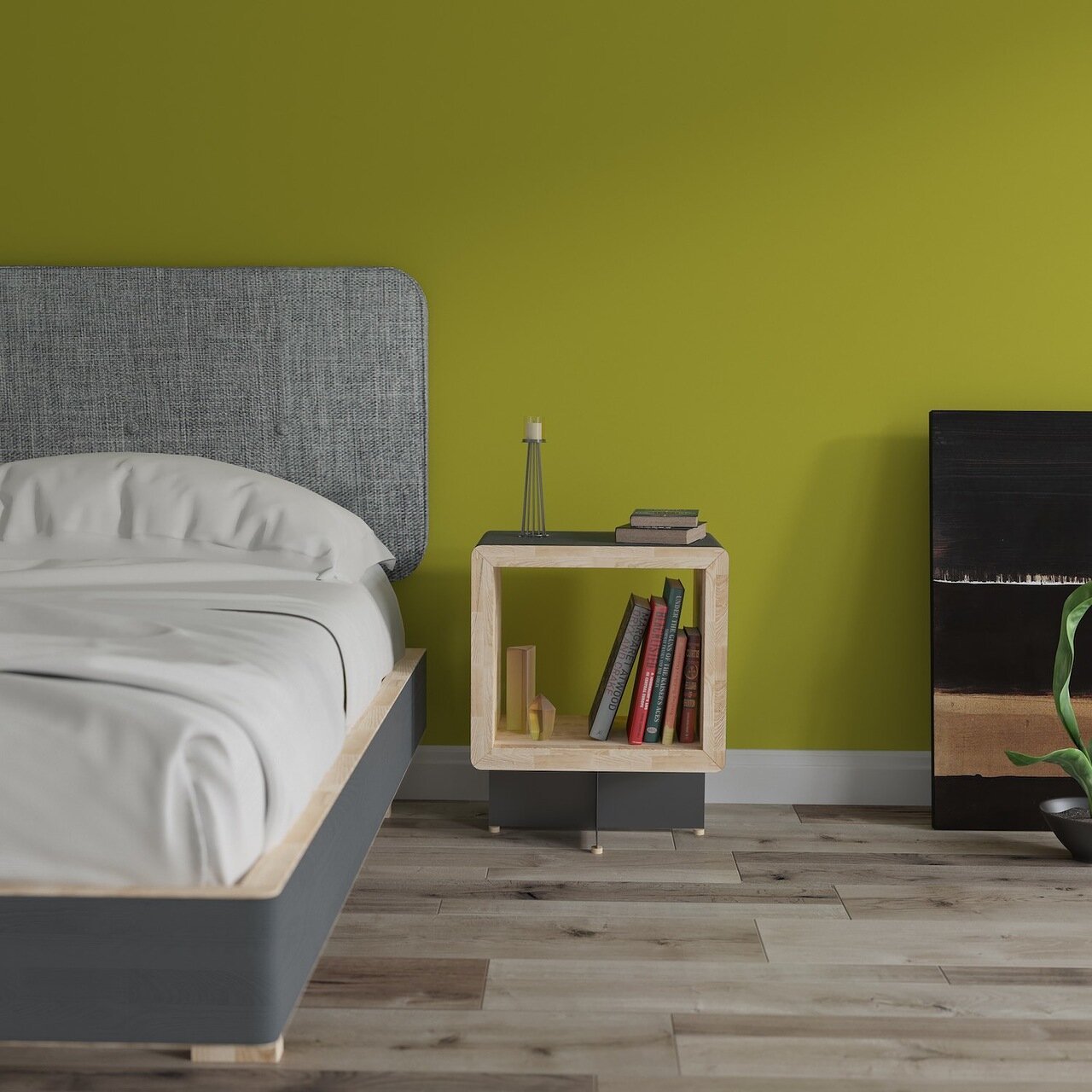 Кровать двуспальная 180x200 серая EcoComb BRAGIN DESIGN ДИЗАЙНЕРСКИЕ 256616 Бежевый;черный  - Вид №1