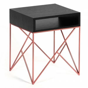 Прикроватная тумбочка дизайнерская черный дуб с медью Prince INTELLIGENT DESIGN  260728 Черный