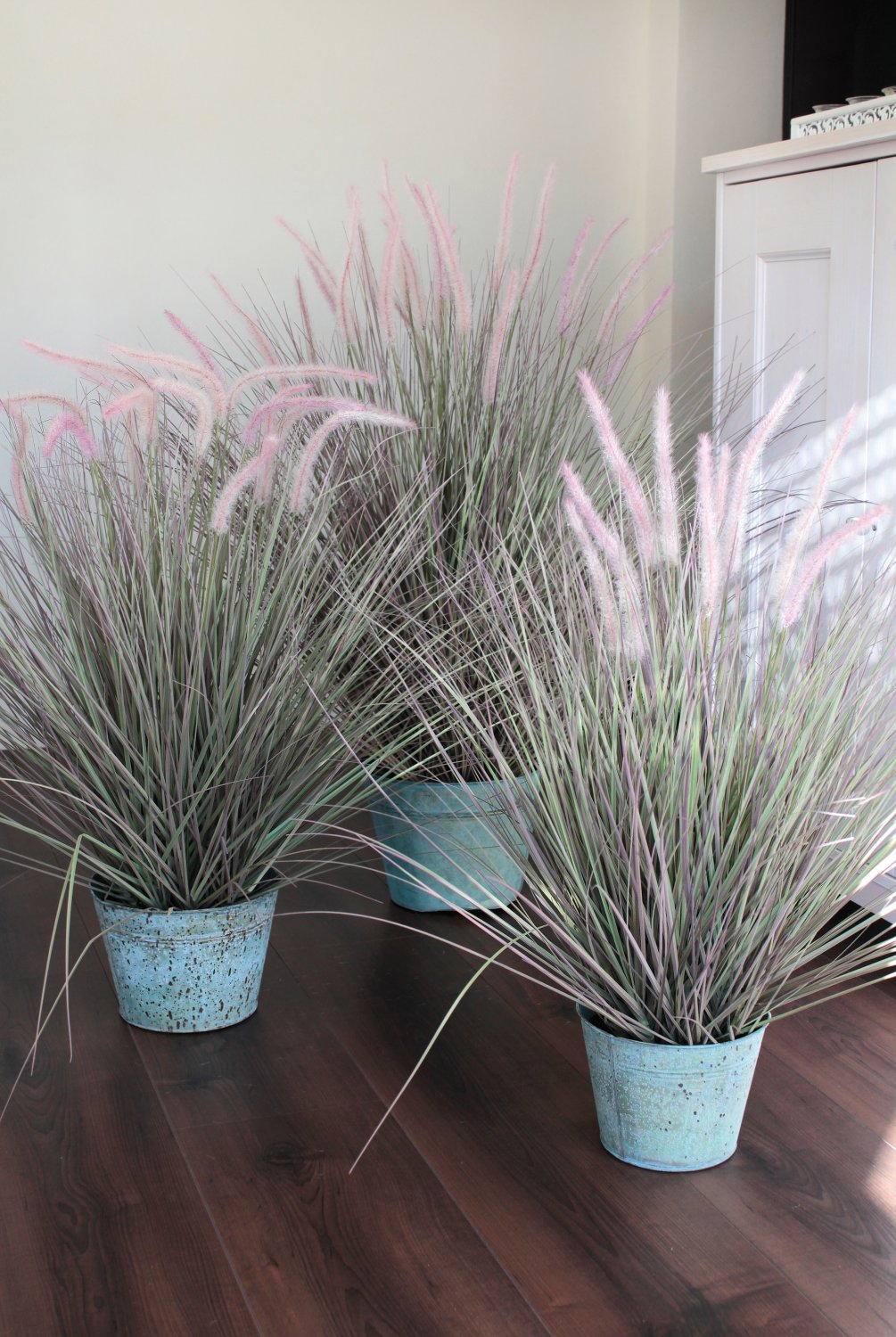 4842 819 a3 Искусственный пучок травы в металлическом горшке, 100 см, матовый зеленый H-andreas  - Вид №1