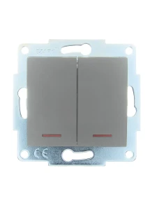 ASTI Выключатель двойной с подсветкой платина механизм