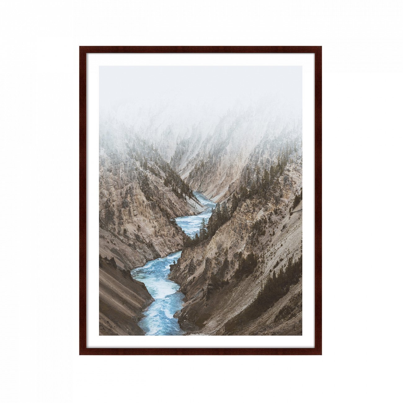 Фотокартина в деревянной раме 130х102 см River in Yellowstone National Park, United States КАРТИНЫ В КВАРТИРУ  264743 Белый;коричневый;разноцветный  - Вид №1