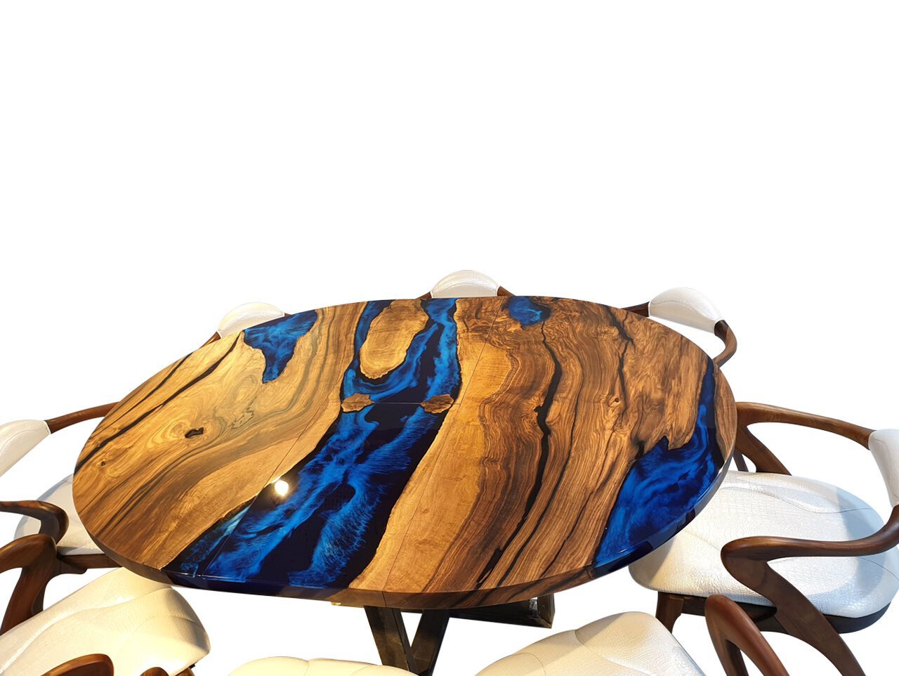 Круглый стол из смолы и орехового дерева Legnor LEG2408761 ARCH-00152083 - Вид №2