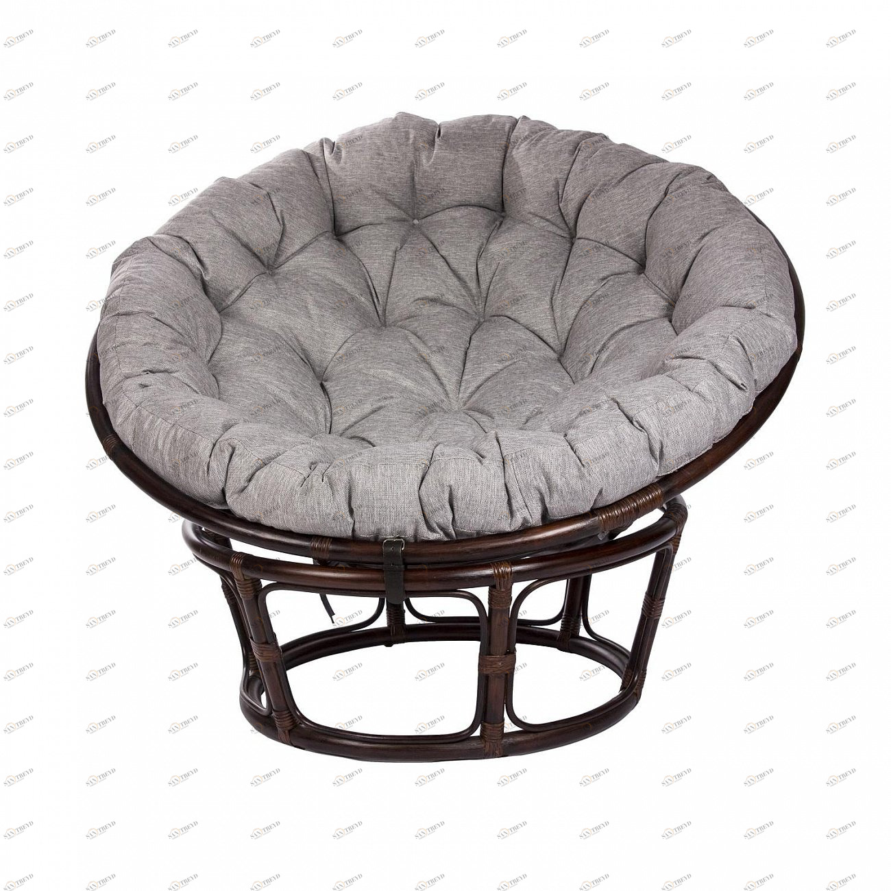 Кресло круглое из ротанга с подушкой орех Papasun Chair IMPEX  00-3885602 Коричневый;серый 