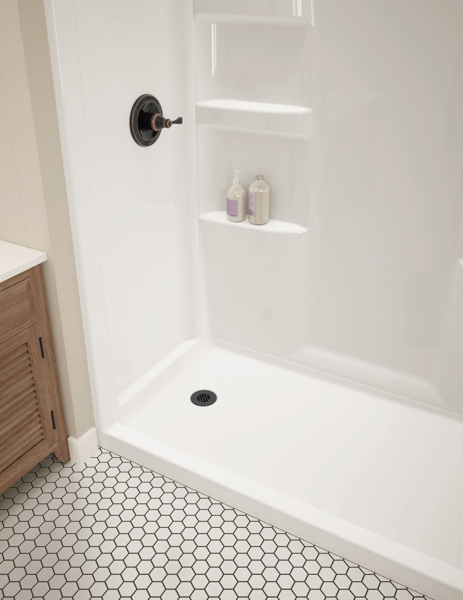 ProCrylic 60 дюймов x 30 дюймов. Душевой поддон, левый слив Delta Faucet B78513-6030L-WH - Вид №1