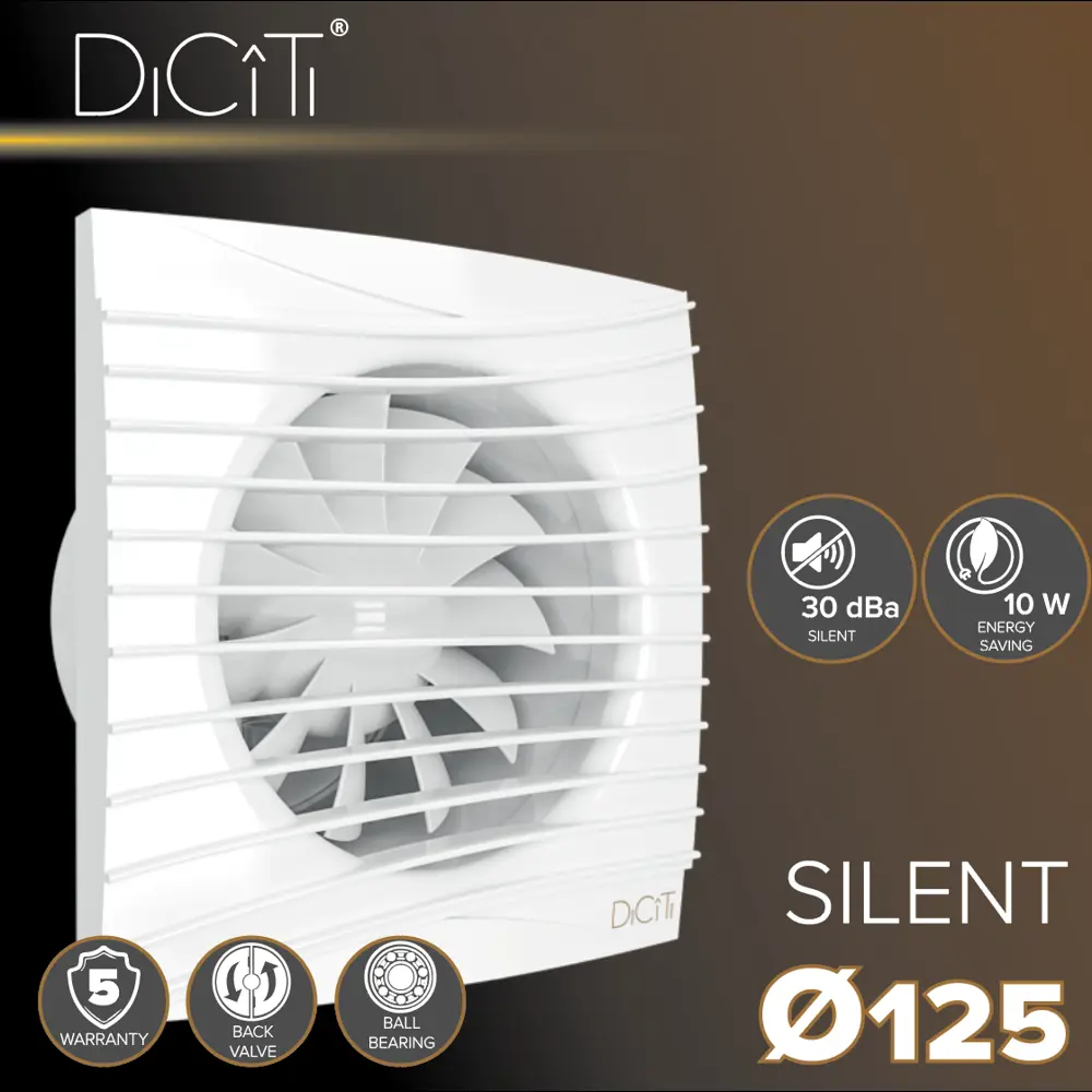 DiCiTi Silent 5C — бесшумный вытяжной вентилятор с обратным клапаном 83212134 STLM-0852120 - Вид №3