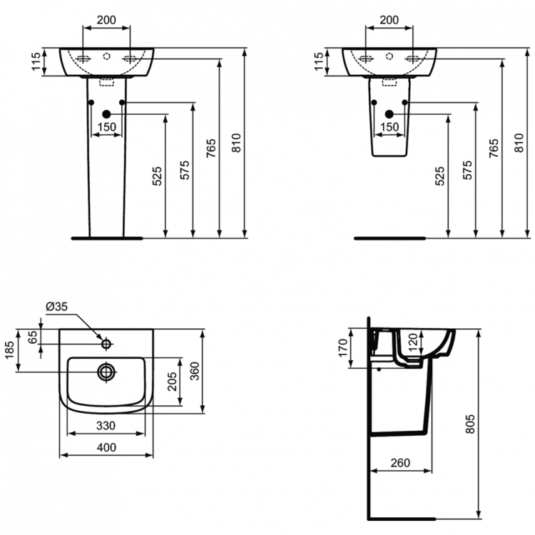 T056701 Раковина 40X36 см Ideal Standard TEMPO - Вид №4