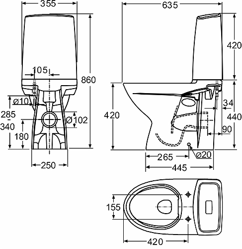 3926101201 Компакт унитаз с бачком Белый IDO Glow Швеция - Вид №1