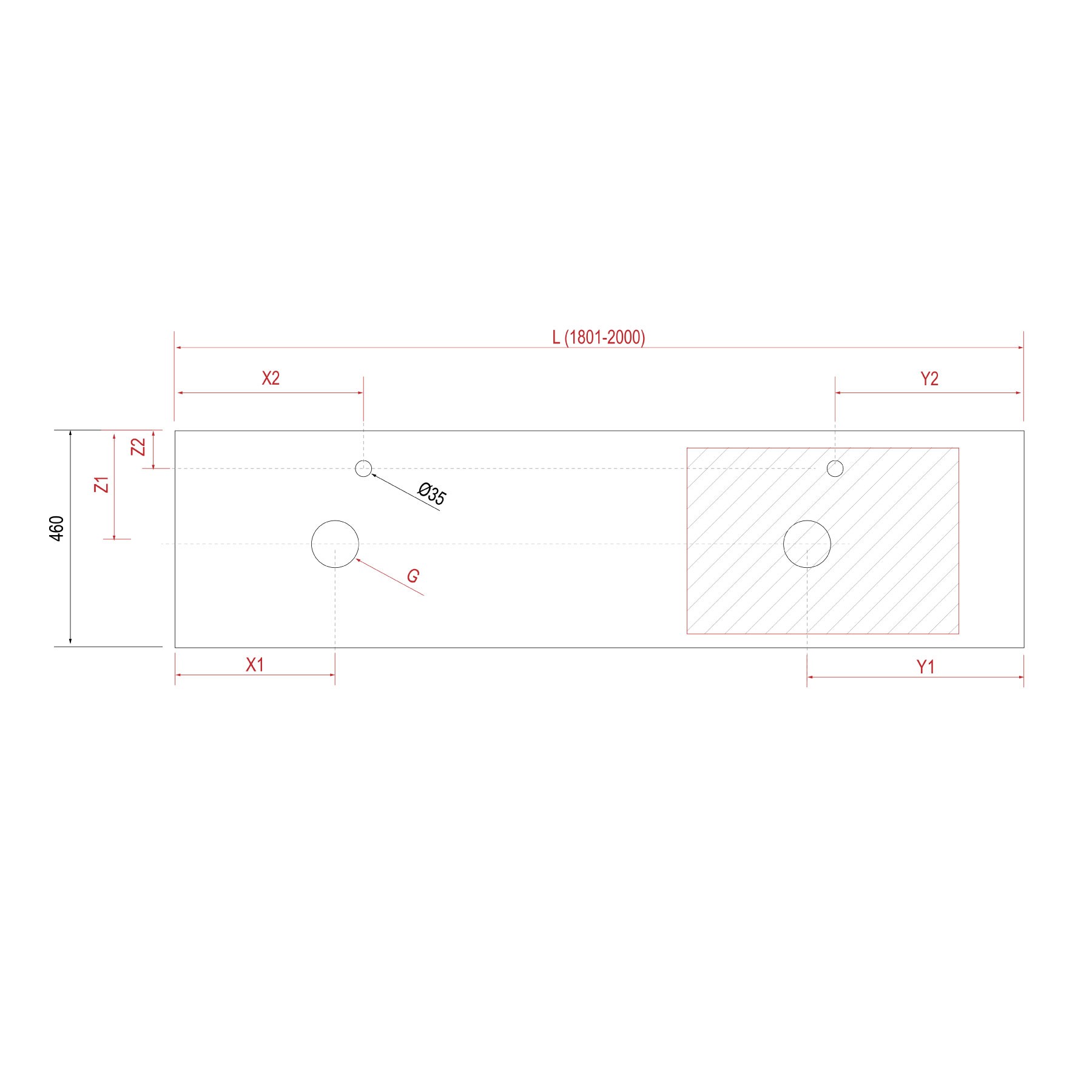 23178 SALGAR Столешница механизированная от 1801 до 2000 GLOSS GREY 50 мм Глянцевый серый  - Вид №1