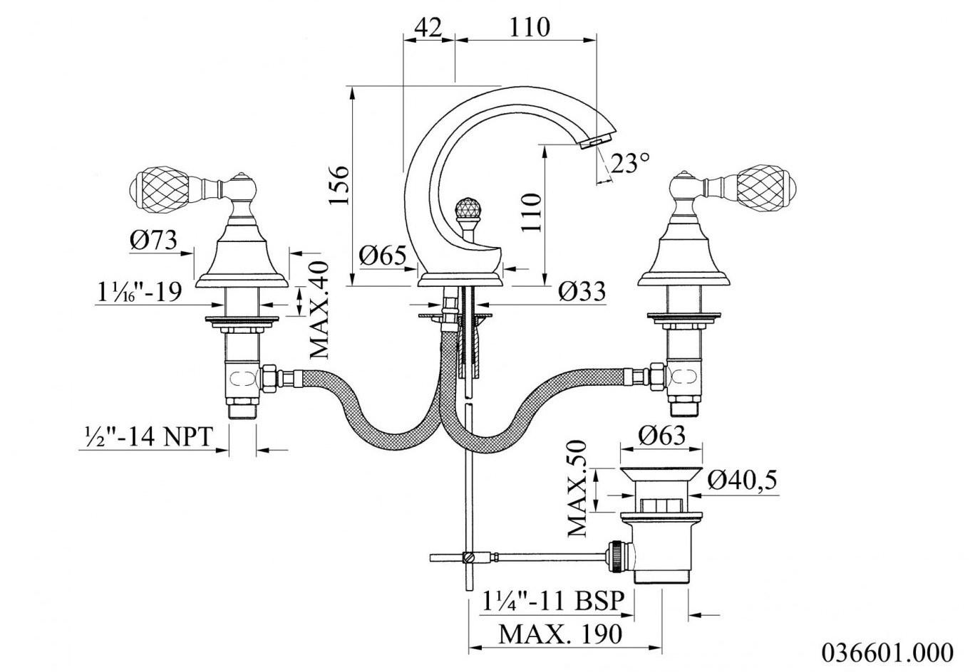 Bronces Mestre Смеситель для мойки на 3 отверстия с кристаллами swarovski® Atlantica sun-id-1425931 - Вид №1