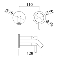 ONE034PGS Смеситель для раковины настенный на 2 отверстия Linki ONE, Внешняя часть, Сатиновое Розовое Золото - Вид №1
