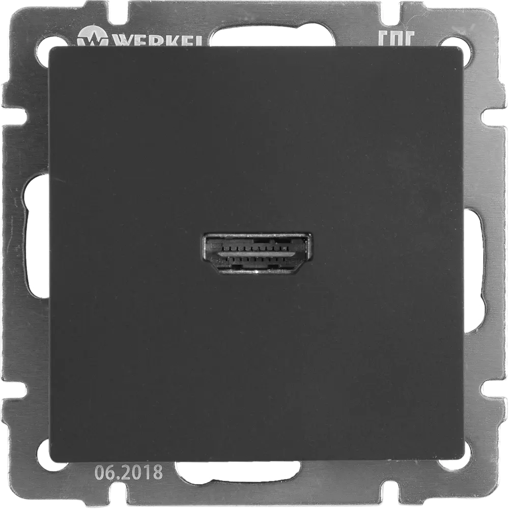 Розетка HDMI встраиваемая Werkel, цвет черный Встраиваемые механизмы STLM-2125979