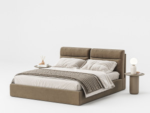 Двуспальная кровать с мягким изголовьем