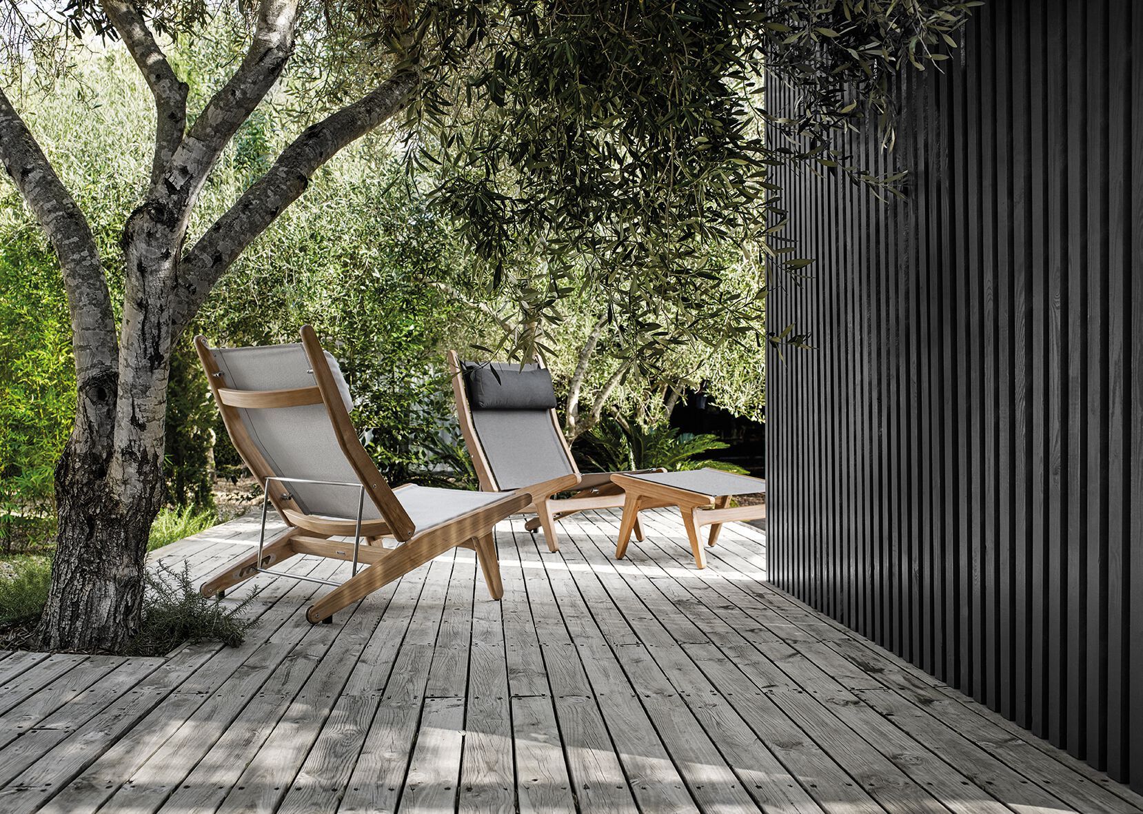 Прямоугольная Садовая подставка для ног из ткани и тика Gloster ARCH-00079614 - Вид №2