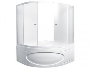 Б01324 Шторка для ванны Afrodita / Тrapani 140*140*140 хром/белый 1 Marka