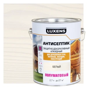 Антисептик Luxens для защиты дерева снаружи - белый 2.7 л 89345679