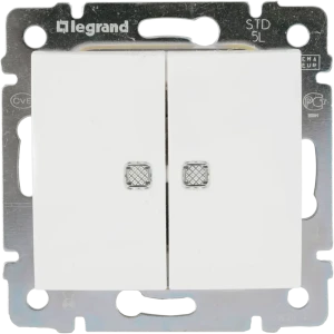 Выключатель Legrand «Valena» 2 клавиши, с подсветкой, цвет белый