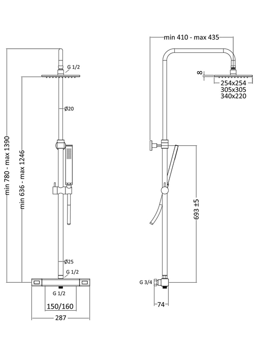 1381710 Душевая Головка Mix Square 160Cc M 254X254Mm Hafa  Хромированный  - Вид №1