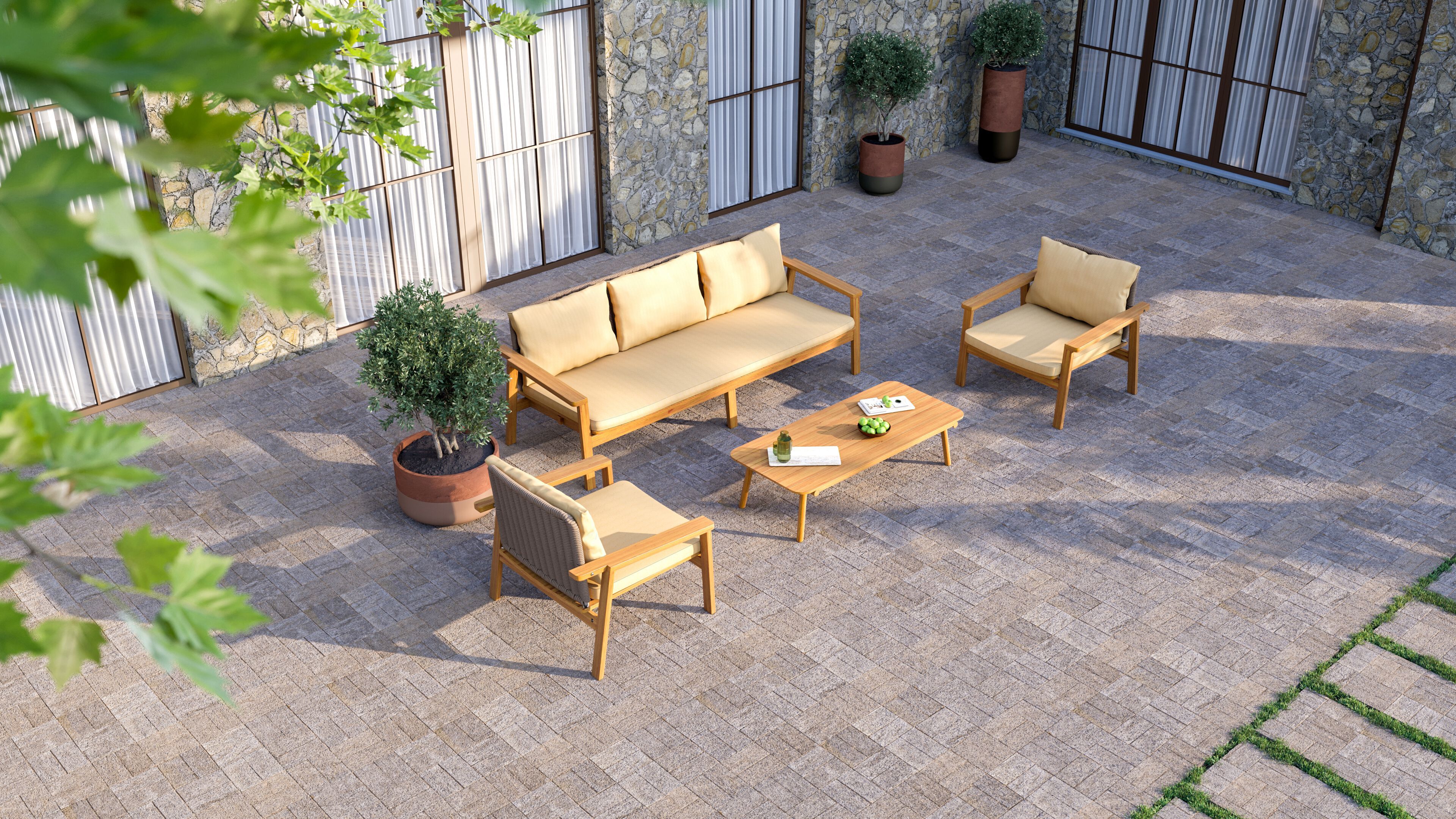 2-местный диван из ткани и тика YAAZ Denk ARCH-00080377 - Вид №2