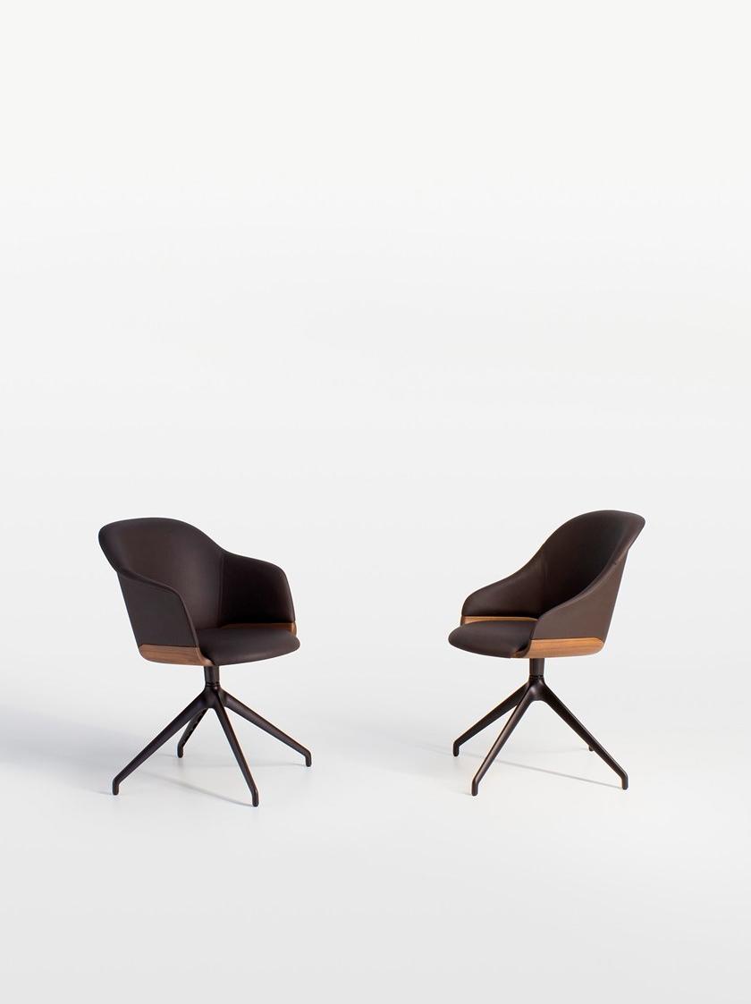 Potocco Поворотное кожаное кресло с подлокотниками Lyz 918/g - Вид №1