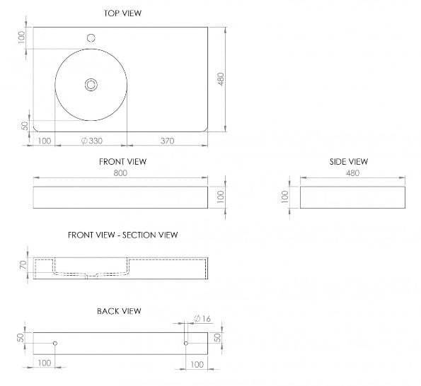Круглый подвесной умывальник из смолы LUSSO LANOSA ARCH-00030920 - Вид №5