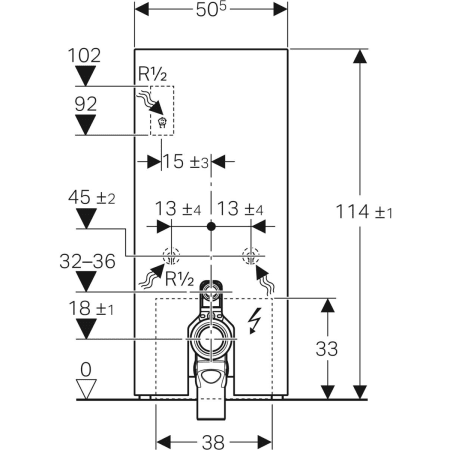 131.233.TG.5 Сантехнический модуль Geberit Monolith Plus для напольного унитаза, 114 см, передняя обшивка из стекла Geberit  - Вид №2