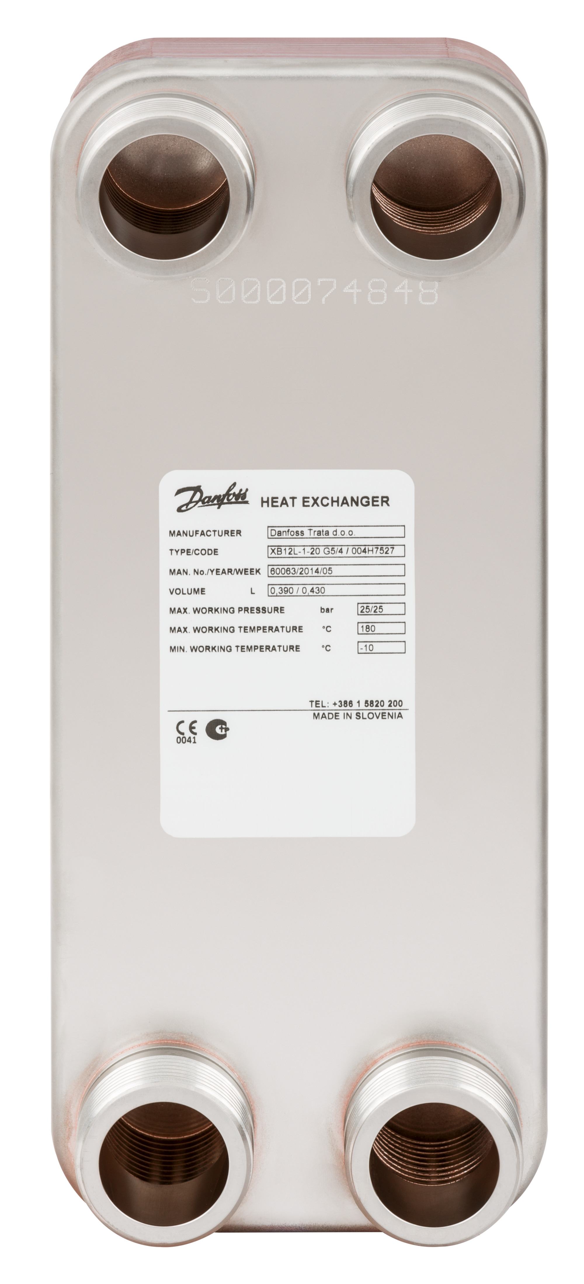 Danfoss Паяный пластинчатый теплообменник одноходовой серии XB12 XB 12M-1-36 PN25 паяный ТО G1 004H7678  - Вид №64