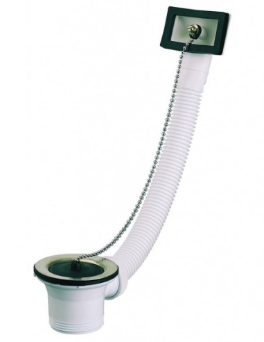 715100 000 00  Слив для раковины Д. 50 мм, с цепным ограничителем и переливом, зажим 0/10 мм, черный Valentin Чернить  - Вид №1