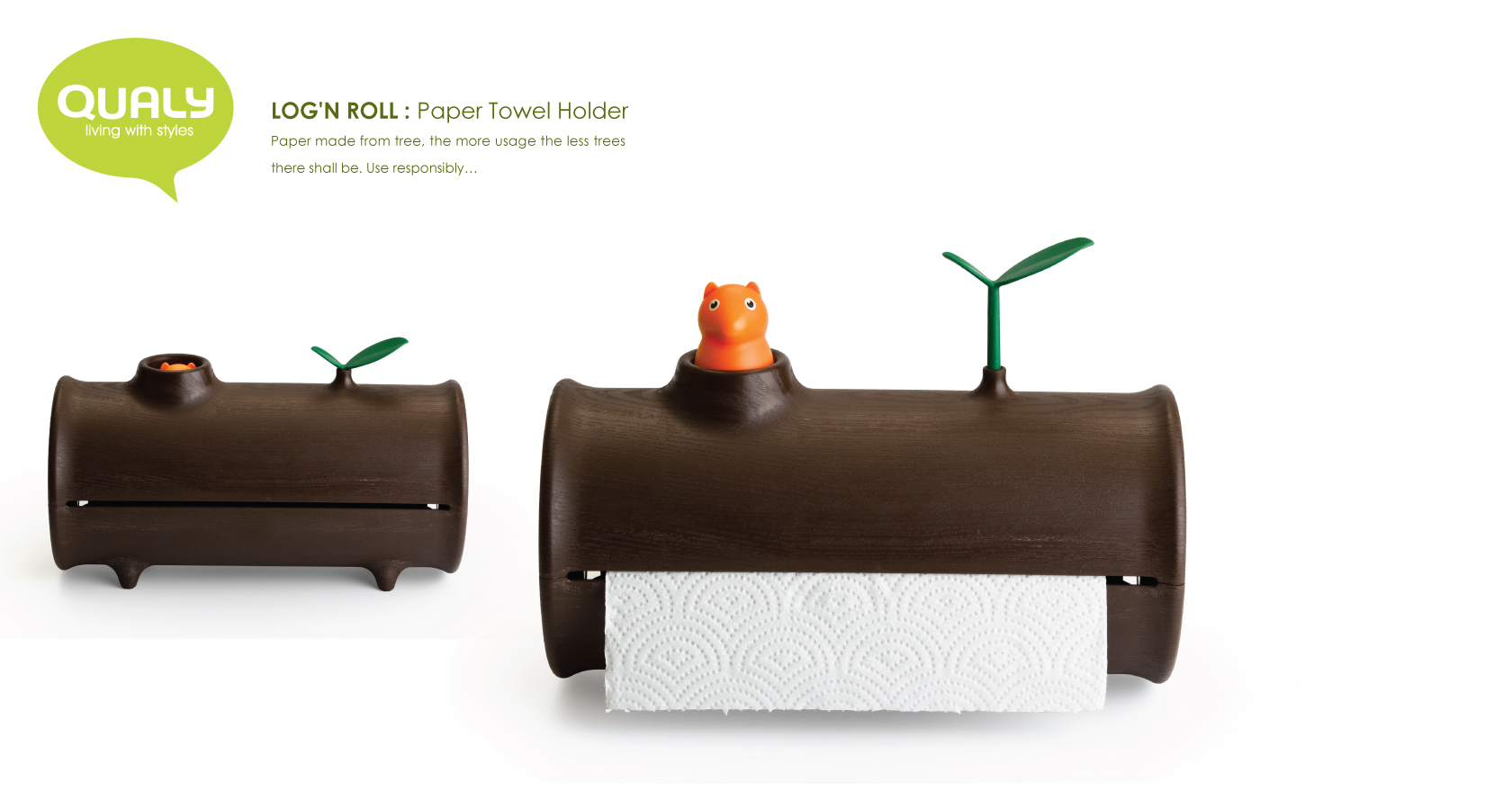 QL10074 Держатель для бумажных полотенец log&roll Qualy  - Вид №4