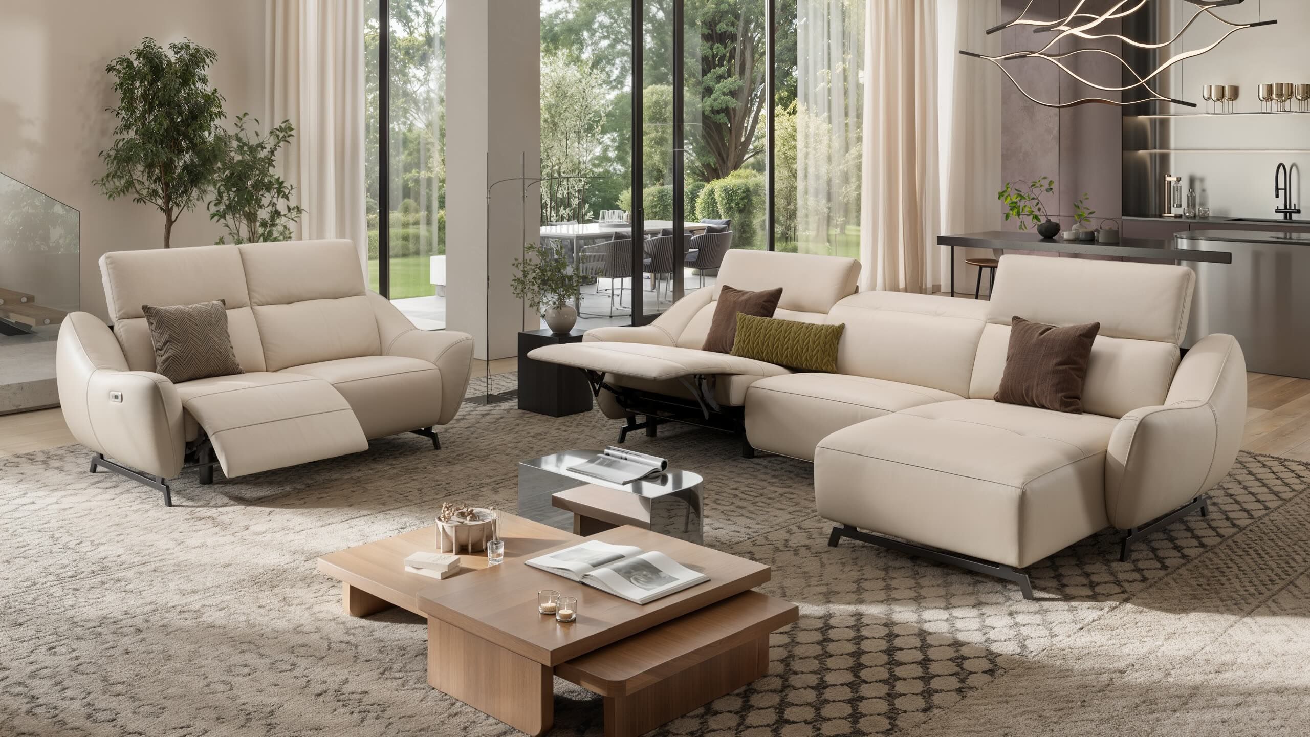 Кожаный диван с полуостровом Sofanella Ливери ARCH-00006755 - Вид №3