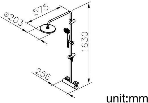 JUSTIME Настенная душевая стойка из хромированной латуни с душевой лейкой Sweet 6766-bf-80cp - Вид №2