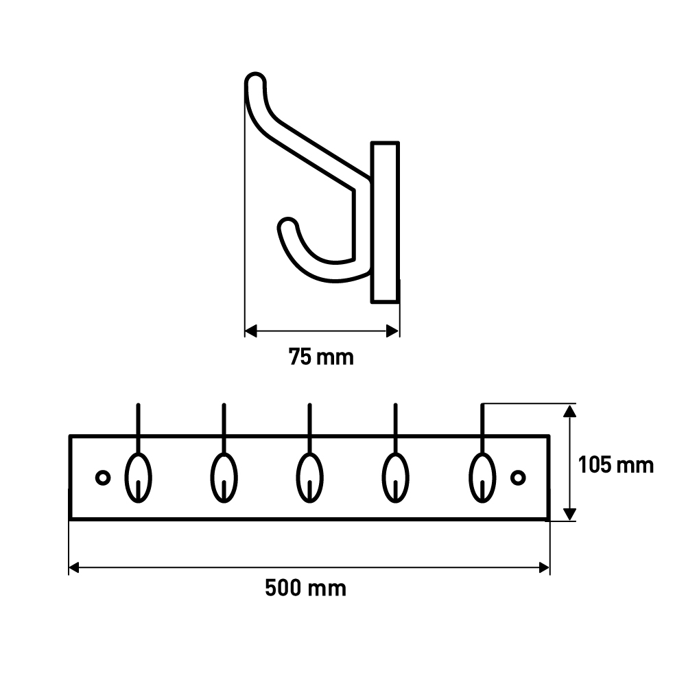 Вешалка для пальто и шапки , 500x105x75 мм, орех LJPS0002 Public Steel Россия  - Вид №5