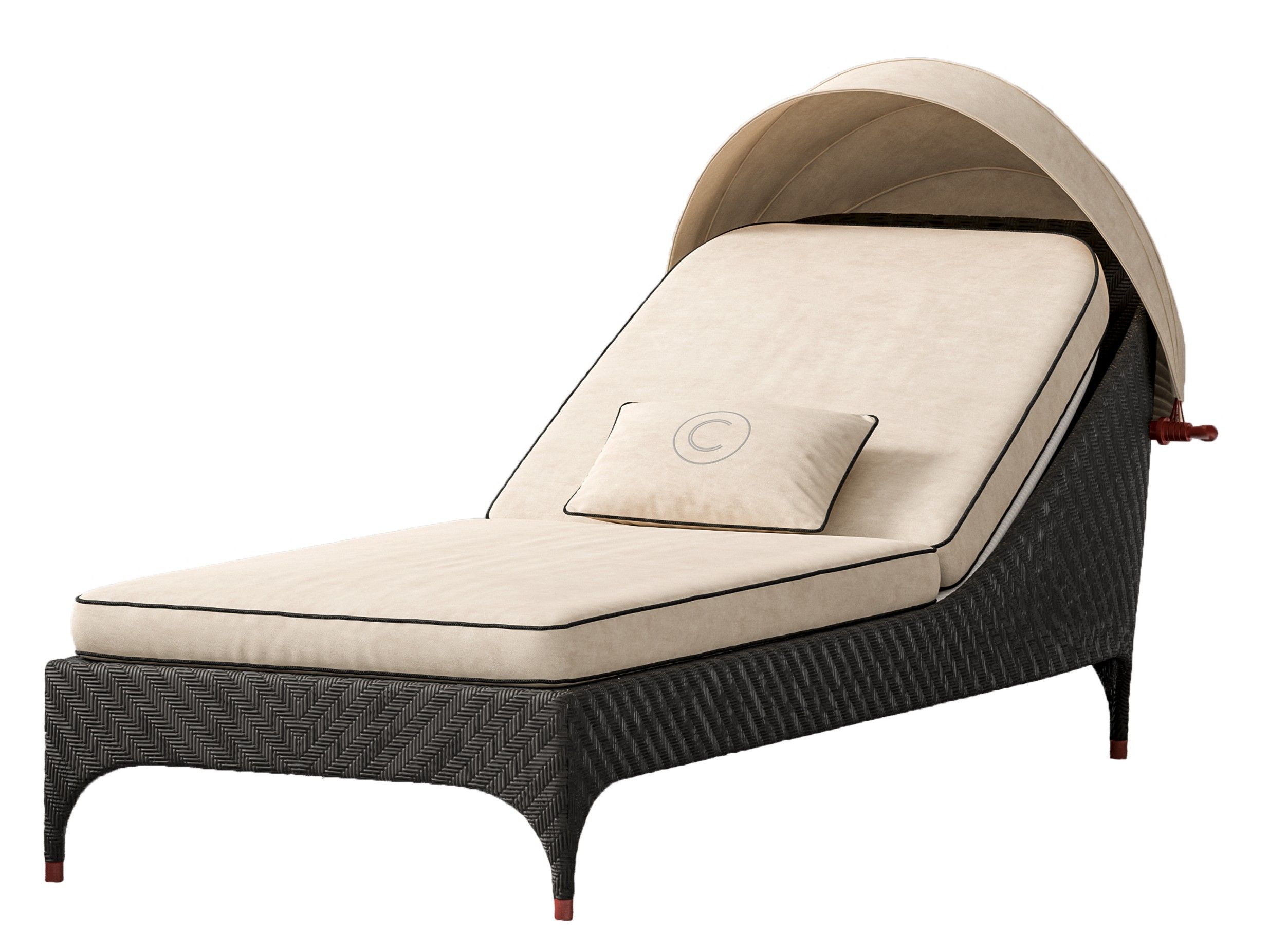 Садовая кровать из дерева и ткани с солнцезащитным козырьком CPRN HOMOOD открытый ARCH-00115074