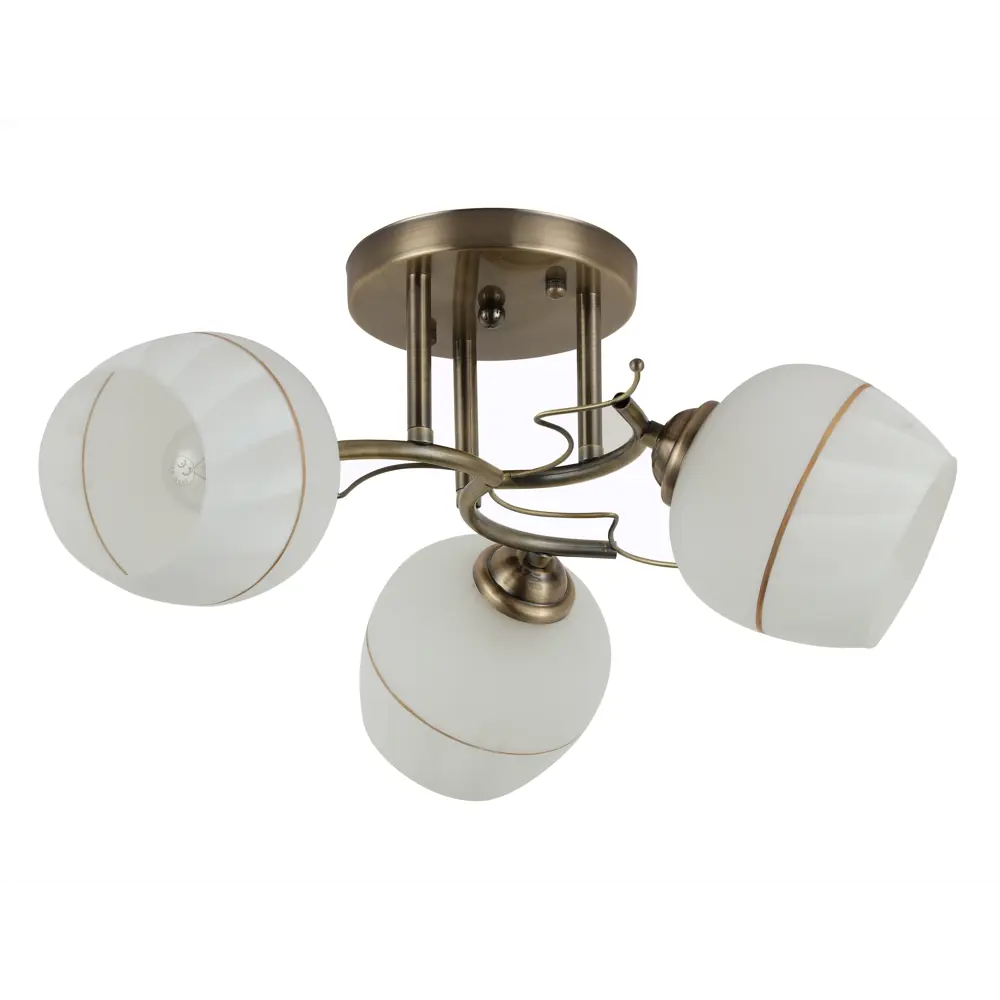 Люстра потолочная Aurel, 3 лампы, 8 м², цвет античная бронза/белый Rivoli STLM-2128705