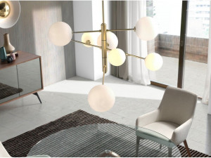 100995 Люстра 8L латунь - белые плафоны Aromas del Campo Atom