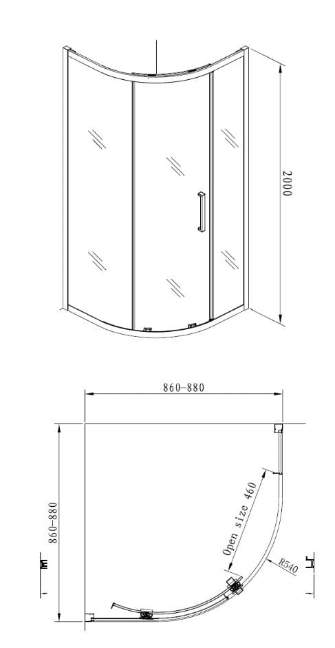 Угловая душевая кабина из закаленного стекла с раздвижной дверью CROSSWATER INFINITY ARCH-00094133 - Вид №1